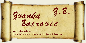 Zvonka Batrović vizit kartica